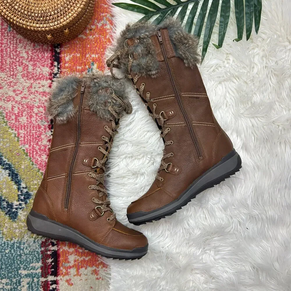 Merrell Snowcreek Tall Polar Waterproof Boots 6.5 Leather Faux Fur Winter Snow